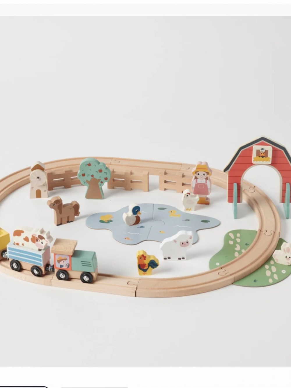 Pastel Farm Wooden Train Set - Multi-Color